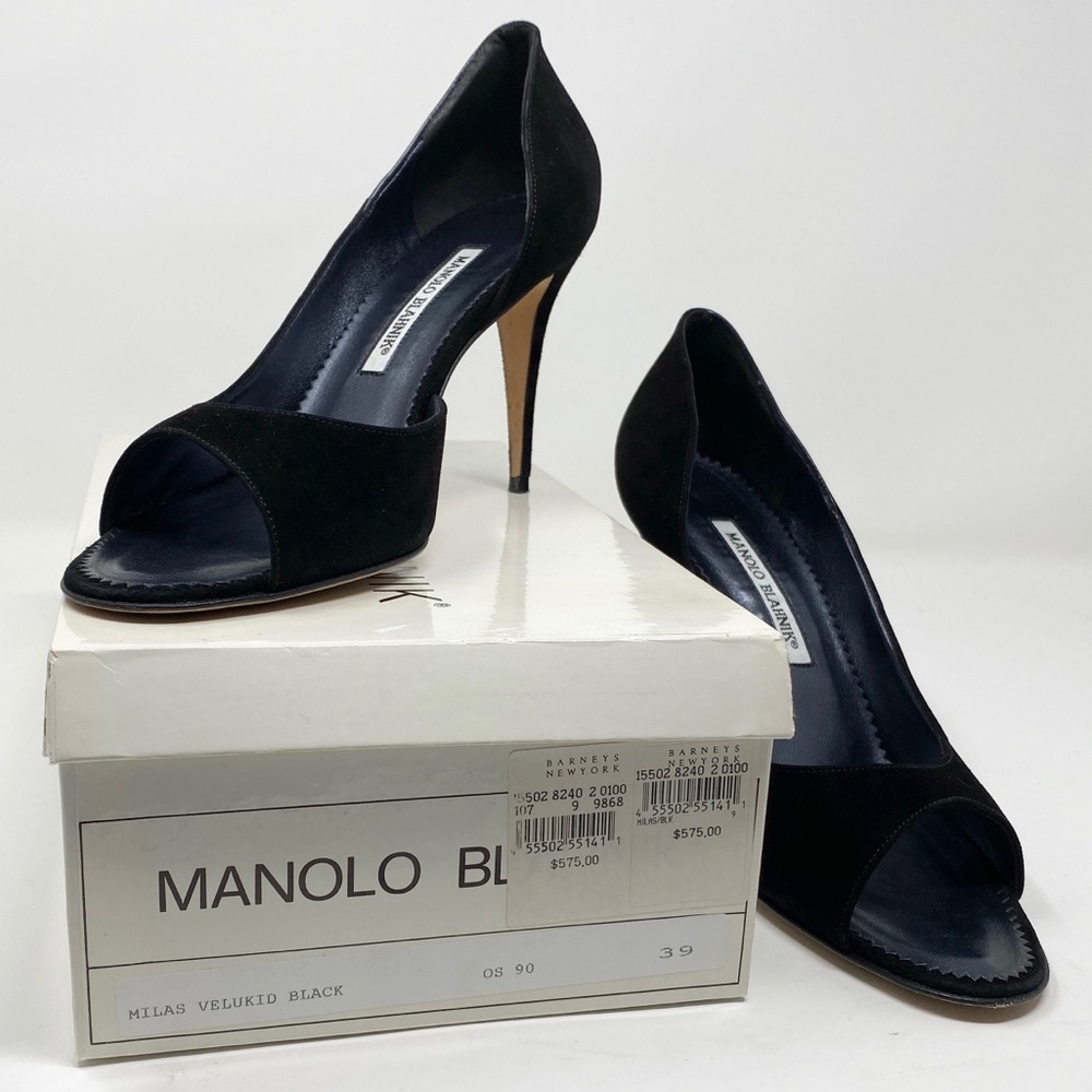 Manolo Blahnik Milas Velukid Black Heels